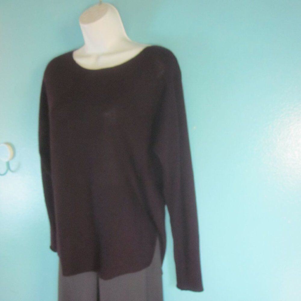 Vince Womens XS Wool & Cashmere Knit Pullover Sweater Dark Purple High Low Hem